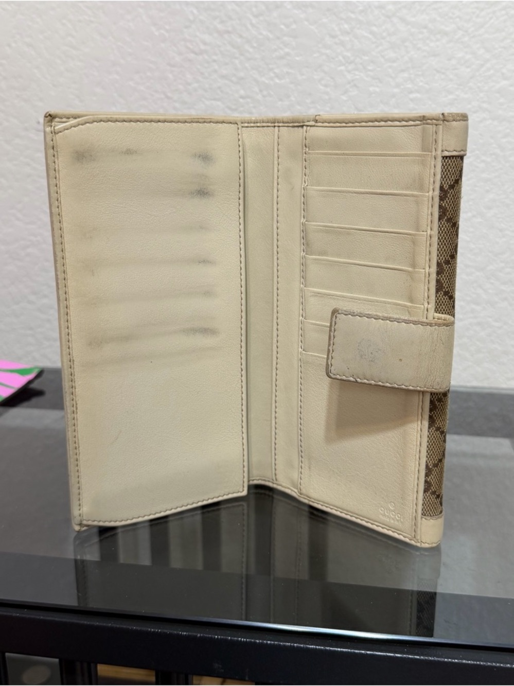 Gucci Beige Brown GG Canvas Continental Wallet with Cream Trim - Picture 4 of 7